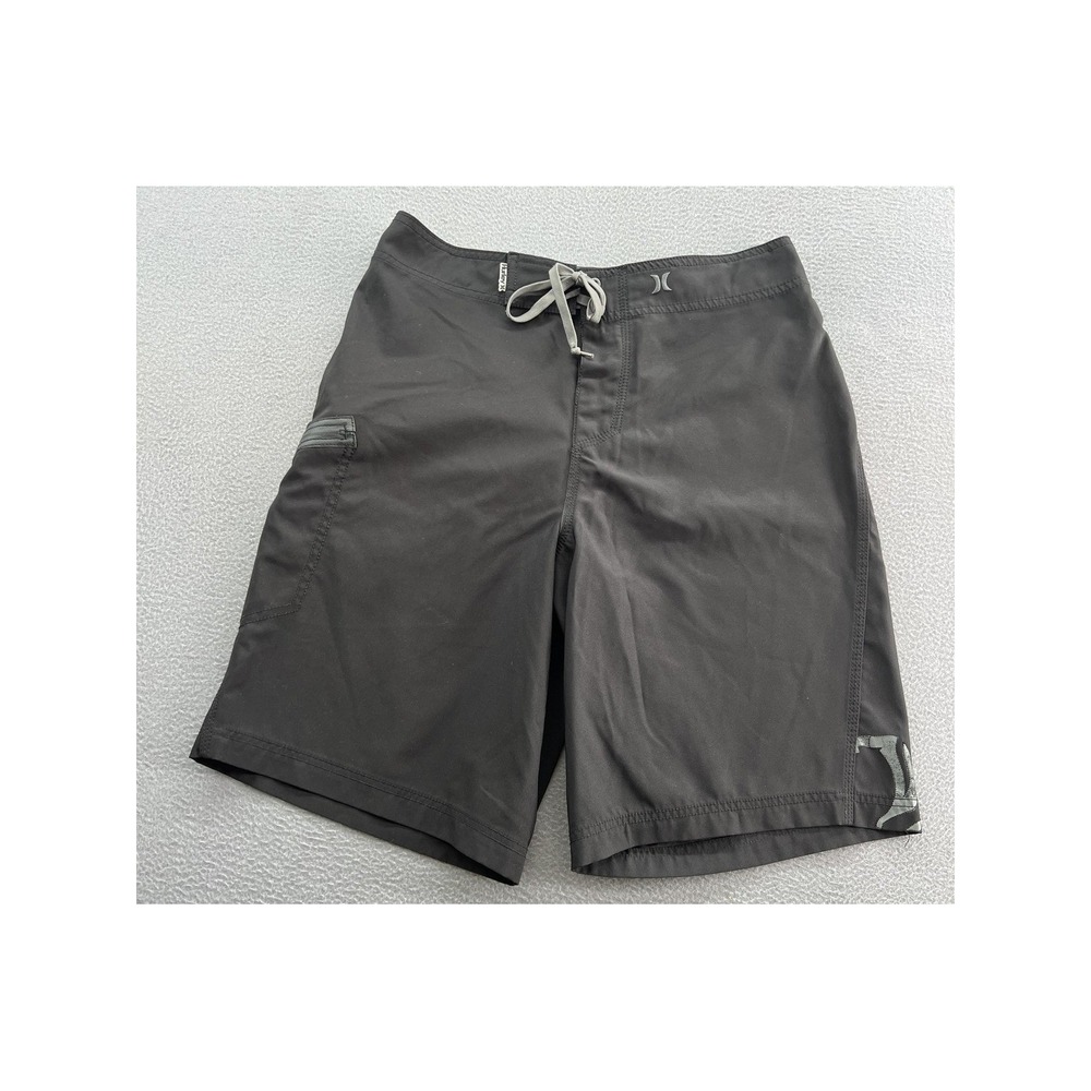 VTG Hurley Board Shorts Swim Trunks Men's M Black Surf Beach Graphic